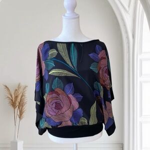 Trina Turk Kimono Floral Silk Blouse Small